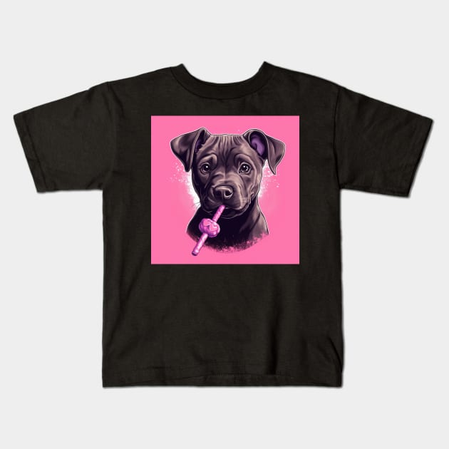 Staffy Candy Kids T-Shirt by Enchanted Reverie